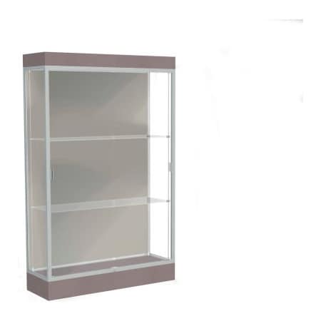 Waddell Display Case Of Ghent Edge Lighted Floor Case, Harbor Back, Satin Frame, 6" Morro Zephyr Base, 48"W x 76"H x 20"D 92LFHB-SN-MZ
